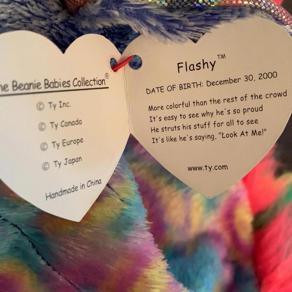 đFlashy the Peacock TY beanie baby DOB 12/30/2000 - Picture 8 of 15